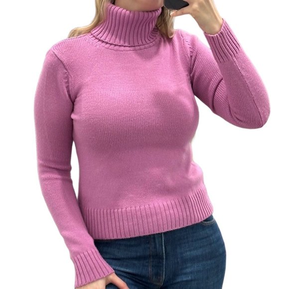 Theory Classic Wool Long Sleeve Turtleneck Sweater in Pink Women’s Size S - Picture 3 of 15